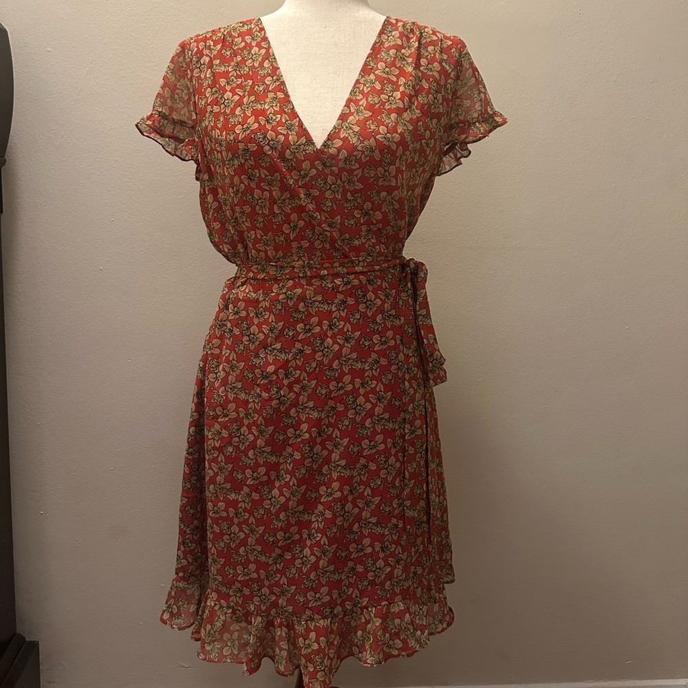Rebecca Minkoff Red Mini Sundress with Flutter Sleeves